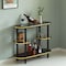 Fabulaxe Modern Display Wooden Console Bar with Tiered Open Shelves, Mini Bar with Wine Storage, Brown QI004485.BN - alternate 3